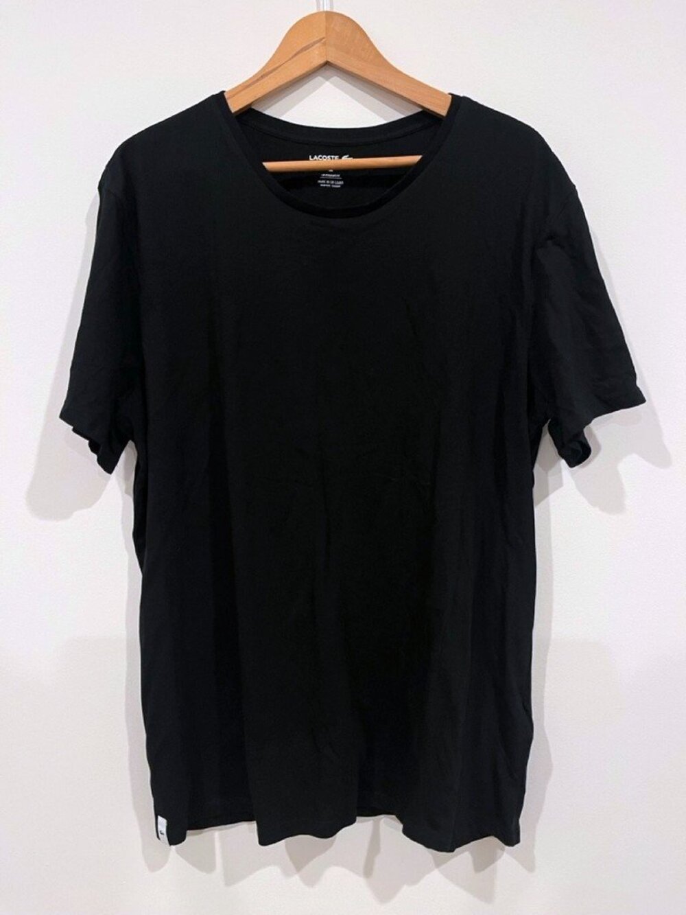 Lacoste Black Crew Neck Tee 3XL Short Sleeve Classic Minimalist